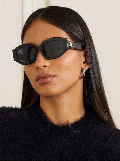 Sunglasses: Cat Eye Sunglasses, acetate & strass Black — .